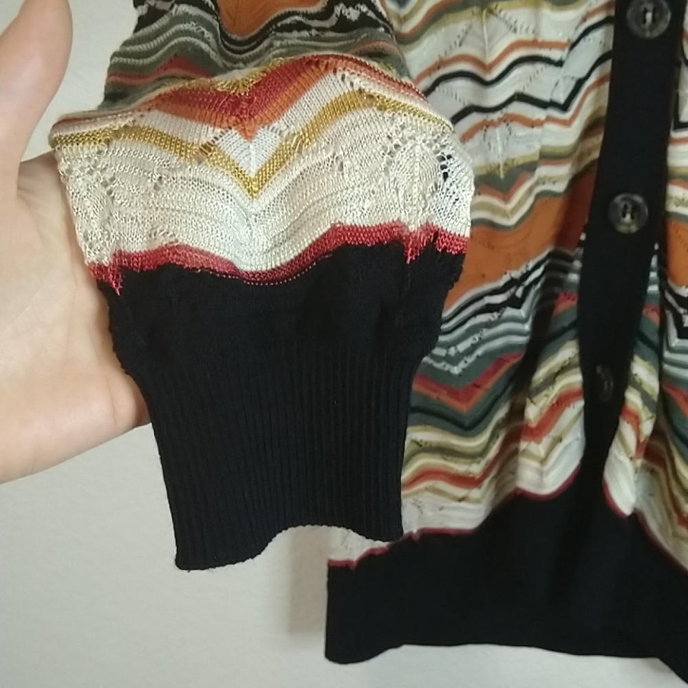 M Missoni Orange/Brown Zig Zag Button Downcardigan - image 4
